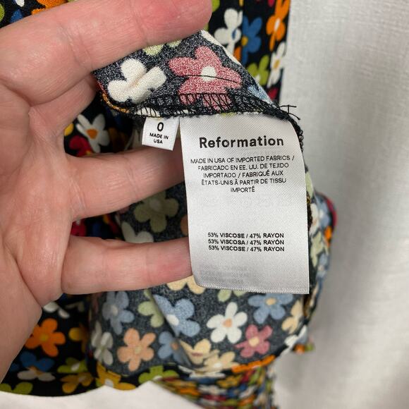 Reformation Crimini Black Multi Afternoon Floral Danica Slip Dress Sz.0 NWT - Picture 15 of 16